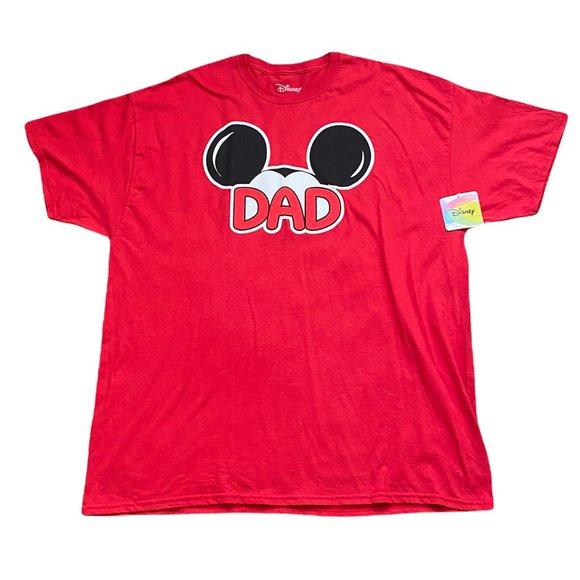 NEW Men Disney Dad Mickey Mouse Ears Red T-Shirt size 2XL (50/52) - Picture 1 of 4